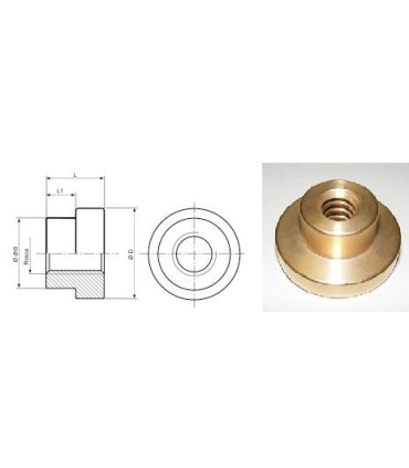 TUERCA BRONCE DIN-103 TR 12X3 CON CUELLO/BRIDA