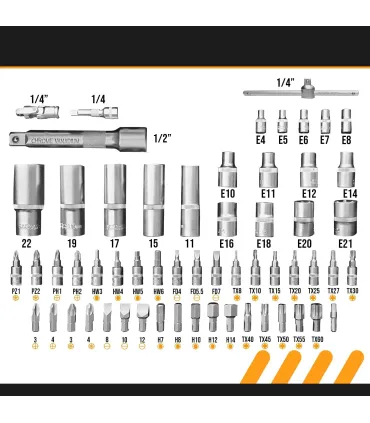 MALETA 94 pcs VASOS METAL WORKS 1/2"+ 1/4"