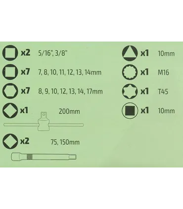 JUEGO 23 LLAVES PARA CARTER JBM 3/8"