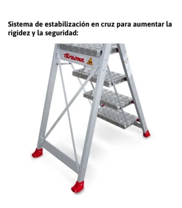 ESCALERA ALTA SEGURIDAD ALUMINIO 4 PELDAÑOS FARAONE SGP 04
