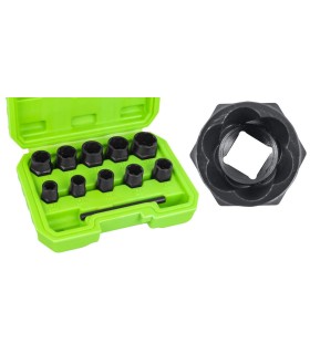 JUEGO 10 EXTRACTORES 3/8" TORNILLOS/TUERCAS DE 10 A 19MM