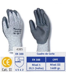 GUANTE PU CAT. III ANTICORTE Nivel 5 T-8/M 4542E