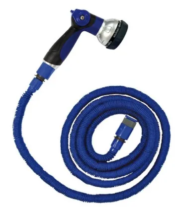 MANGUERA EXTENSIBLE AZUL 15MT C/ PISTOLA 8 FUNCIONES
