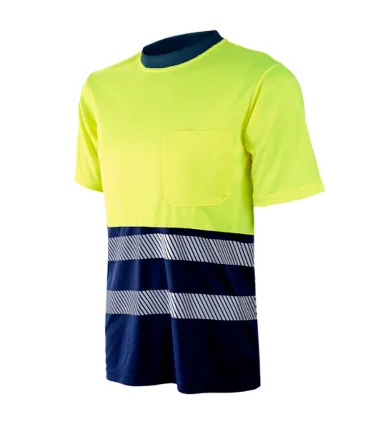 CAMISETA M/CORTA COMBINADA AZUL - AMARILLA ALTA VISIBILIDAD C/ REFLECTANTE SEGMENTADO T. L