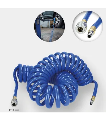 ESPIRAL TUBO AIRE Ø10mm Lomng 10 Metros C/ ENCHUFE RÁPIDO