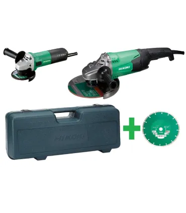 PACK RADIALES HIKOKI Ø230 2.200W + Ø115 750W CON MALETA y DISCO DIAMANTE 230