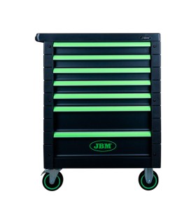 CARRO JBM 7 CAJONES CON 108 HERRAMIENTAS. COLOR NEGRO-VERDE