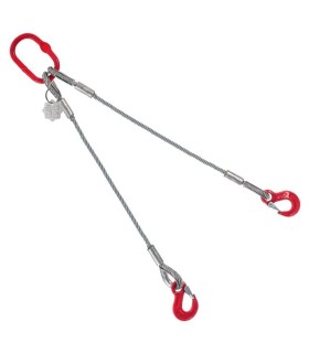 PULPO 2 RAMALES CABLE ACERO 16mm x 1000mm, ANILLA + 2 GANCHOS 3.000KG