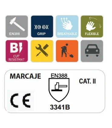 GUANTE PU CAT. II ANTICORTE Nivel 3 T-9/L 3341B