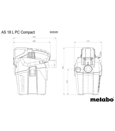 ASPIRADOR BAT. METABO AS 18 L PC COMPACT ***SOLO MAQ