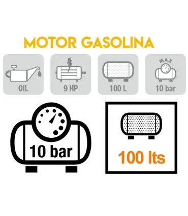 MOTOCOMPRESOR GASOLINA HONDA NB7/9S/100 9CV 100L 10Bar 740LTS/MIN