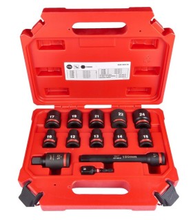 JUEGO 13 VASOS IMPACTO 1/2" MILWAKEE 10-24mm CORTOS