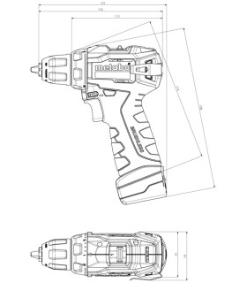 TALADRO ATORNILLADOR METABO 2 BAT.12V-2Ah POWERMAX BASIC