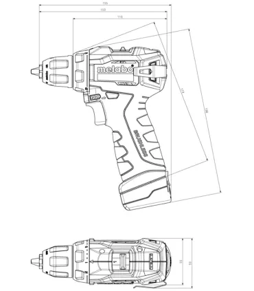 TALADRO ATORNILLADOR METABO 2 BAT.12V-2Ah POWERMAX BASIC