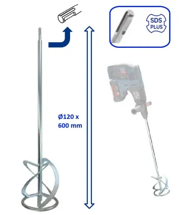 MEZCLADOR MORTEROS COLA MANGO SDS-PLUS Ø120x600mm