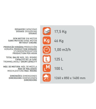 HORMIGONERA 125 Litros BRICO 220V 3/4CV