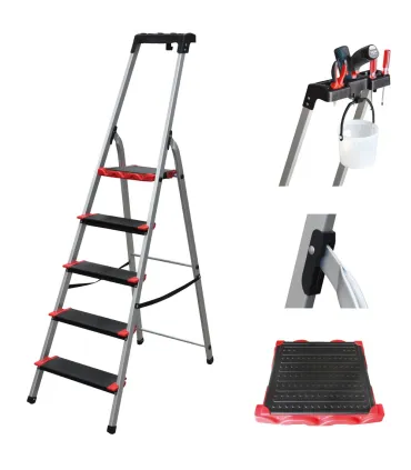 ESCALERA ALUMINIO TIJERA 5 peld. + bandeja