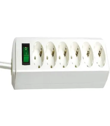 BASE MULTIPLE 6 ENCHUFES + PULSADOR CABLE 3MT BLANCO