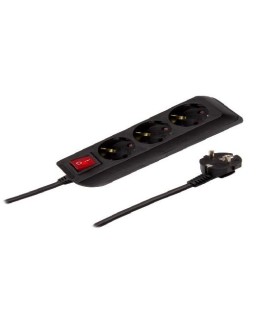 BASE MULTIPLE 3 TOMAS + PULSADOR CABLE 1,5 MT NEGRO