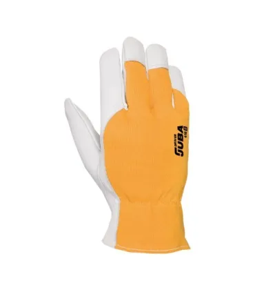 GUANTES JUBA DE PIEL FLOR DE CABRA CON DORSO DE ALGODÓN