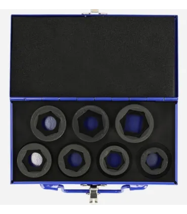 JUEGO 7 VASOS IMPACTO 1" (24-27-30-32-33-36-38mm). ESTUCHE METALICO