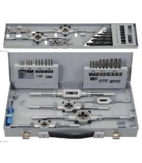 KIT 44 PIEZAS JUEGOS MACHO+COJINETE+BROCAS HSS M3-M12