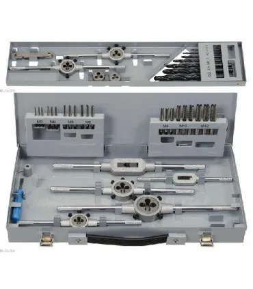 KIT 44 PIEZAS JUEGOS MACHO+COJINETE+BROCAS HSS M3-M12