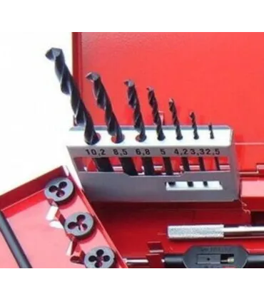 SET 35pcs JUEGOS MACHO+COJINETE+BROCA HSS M3-M12 VAPORIZADOS