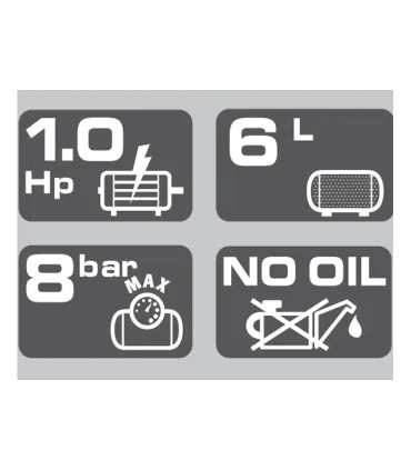 COMPRESOR AIRUM SILTEK 1CV 6L 8Bar 59dB HOBBY