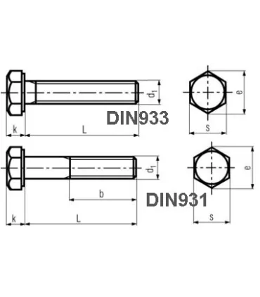 M42X220 TORNILLO HEXAGONAL DIN 931 6.8 NEGRO