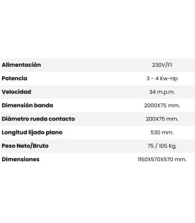 LIJADORA BANDA DE SUELO FTX75PM 4CV 75x2.000mm 230V