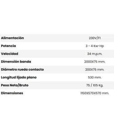 LIJADORA BANDA DE SUELO FTX75PM 4CV 75x2.000mm 230V