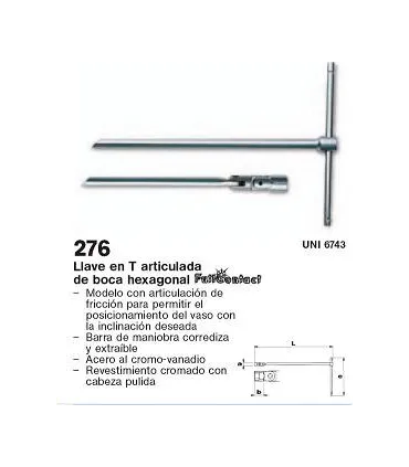 LLAVE CON VASO ARTICULADA "T" LARGA 10mm