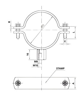 ABRAZADERA INOX A-2  REFORZADA M8+M10  6" 159-163MM
