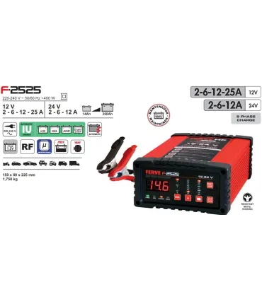 CARGADOR BAT. AUTOMATICO TALLER 2525 12-24V 2-25Amp (BAT.14-300A)