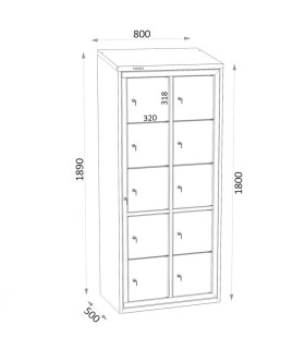 ARMARIO DISTRIBUCION ROPA LIMPIA 160.12.2.T1. 10 CASILLEROS 320x265 EN 2 COLUMNAS