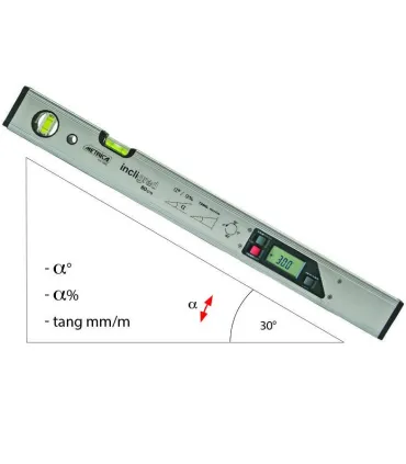 NIVEL INCLINOMETRO DIGITAL 600MM. MEDICION EN GRADOS Y %