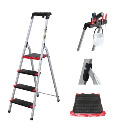 ESCALERA ALUMINIO TIJERA 4 Peld + Bandeja