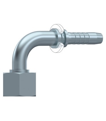 HEMBRA GIRATORIA 90º MÉTRICA CONO24º/60º  Ø 10L  M16X1.5 DN 1/4"