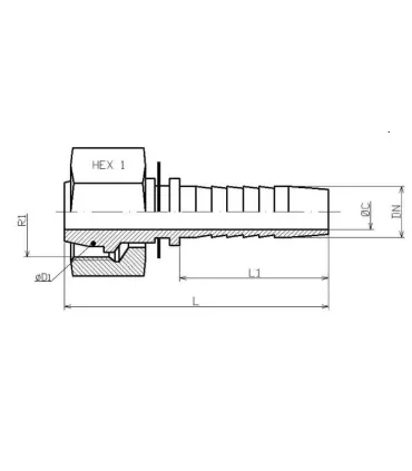 HEMBRA GIRATORIA MÉTRICA SERIE FRANCESA M20X1,5 DN 1/4"