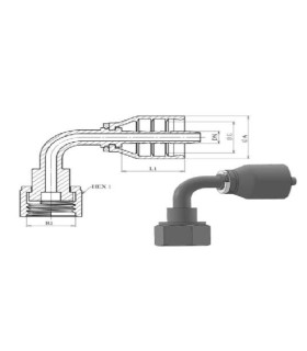HEMBRA GIRATORIA  90° S.43 UNA SOLA PIEZA ORFS 13/16" 16H DN 1/2"