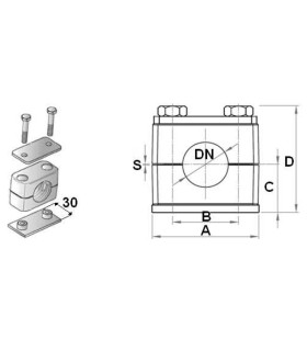 ABRAZADERA REFORZADA  Ø DN 22 GR. 3