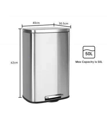 CUBO/ PAPELERA INOX 50 LTS. PEDAL+TAPA