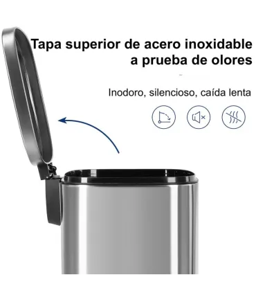 CUBO/ PAPELERA INOX 50 LTS. PEDAL+TAPA