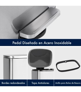 CUBO/ PAPELERA INOX 50 LTS. PEDAL+TAPA