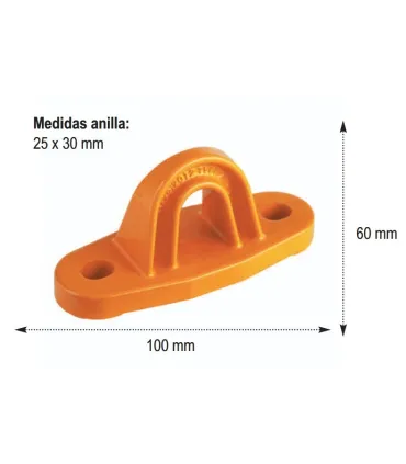 PLACA ANCLAJE LINEA VIDA ALUMINIO 2 TALADROS