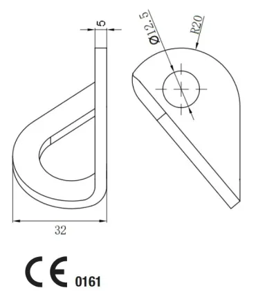 PLACA ANCLAJE LINEA VIDA INOX Ø12mm