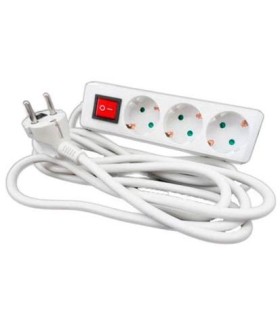 BASE MULTIPLE 3 ENCHUFES + INT + CABLE 5 METROS