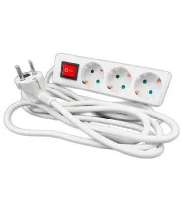 BASE MULTIPLE 3 ENCHUFES + INT + CABLE 5 METROS