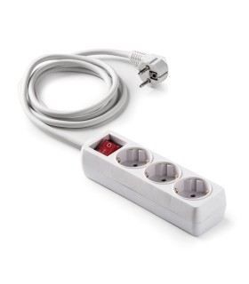 BASE MULTIPLE 3 TOMAS 3680W 16A-250 CON TTL+INTERRUP 1,5mts.